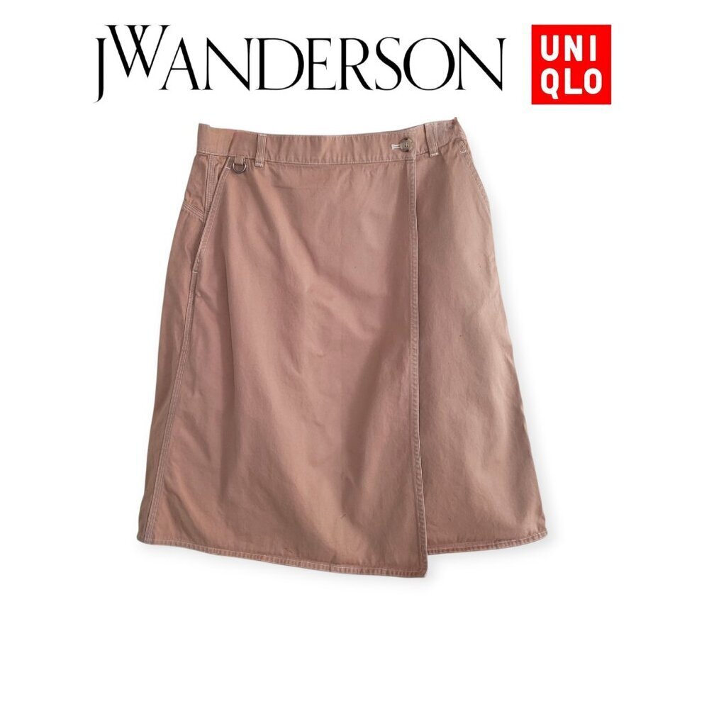 UNIQLO JW Anderson Tan Cotton Utility Wrap Skirt Womens Size 10 Minimal Chic